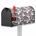 Pink Flowers Skull Pattern Print Mailbox Cover