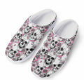 Pink Flowers Skull Pattern Print Mesh Casual Shoes