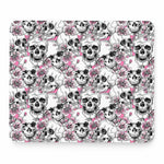 Pink Flowers Skull Pattern Print Mouse Pad