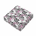 Pink Flowers Skull Pattern Print Outdoor Seat Cushion Cover