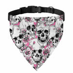 Pink Flowers Skull Pattern Print Over The Collar Dog Bandana