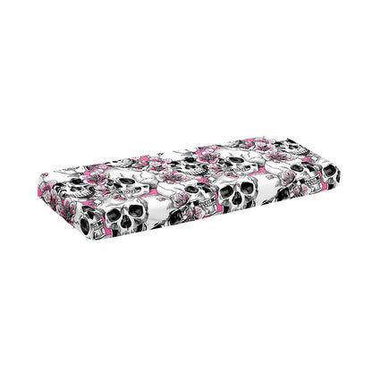 Pink Flowers Skull Pattern Print Piano Keyboard Cover