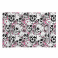 Pink Flowers Skull Pattern Print Placemat
