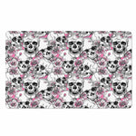 Pink Flowers Skull Pattern Print Polyester Doormat