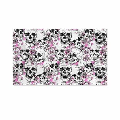 Pink Flowers Skull Pattern Print Polyester Flag