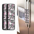 Pink Flowers Skull Pattern Print Refrigerator Handle Covers