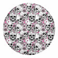 Pink Flowers Skull Pattern Print Round Blanket