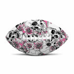 Pink Flowers Skull Pattern Print Rugby Ball