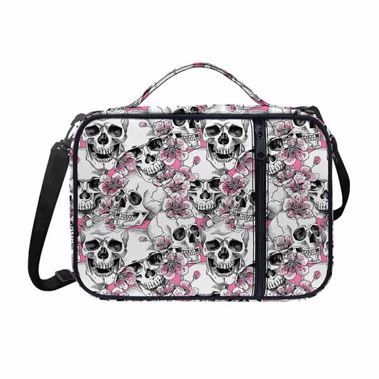Pink Flowers Skull Pattern Print Shoulder Strap Bible Bag
