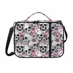 Pink Flowers Skull Pattern Print Shoulder Strap Bible Bag