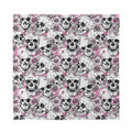 Pink Flowers Skull Pattern Print Silk Bandana