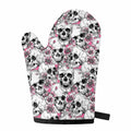 Pink Flowers Skull Pattern Print Single Oven Mitt