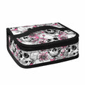 Pink Flowers Skull Pattern Print Small Lunch Bag