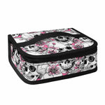 Pink Flowers Skull Pattern Print Small Lunch Bag