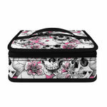 Pink Flowers Skull Pattern Print Small Lunch Bag