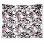 Pink Flowers Skull Pattern Print Tapestry