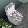Pink Flowers Skull Pattern Print Toilet Lid And Tank Cover Set