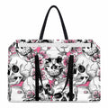 Pink Flowers Skull Pattern Print Utility Tote Bag