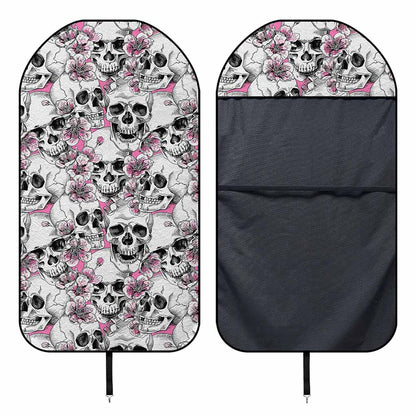 Pink Flowers Skull Pattern Print Waterproof Car Seat Cover