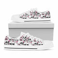 Pink Flowers Skull Pattern Print White Low Top Sneakers