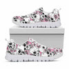 Pink Flowers Skull Pattern Print White Running Shoes