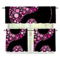 Pink Flowers Yin Yang Print 3 Piece Kitchen Curtains
