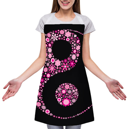 Pink Flowers Yin Yang Print Adjustable Apron