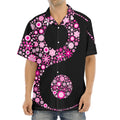 Pink Flowers Yin Yang Print Aloha Shirt