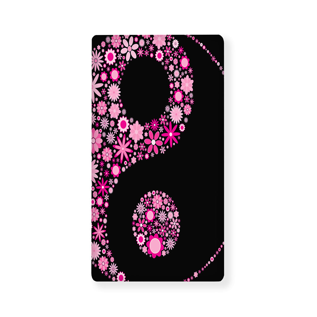 Pink Flowers Yin Yang Print Baby Crib Sheet
