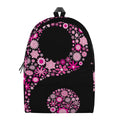 Pink Flowers Yin Yang Print School Backpack