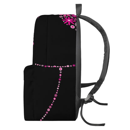 Pink Flowers Yin Yang Print Backpack