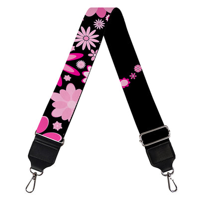 Pink Flowers Yin Yang Print Bag Strap
