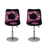 Pink Flowers Yin Yang Print Bar Stool Covers