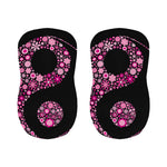 Pink Flowers Yin Yang Print Bar Stool Covers