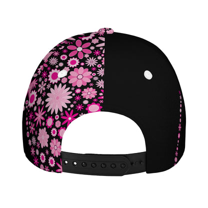 Pink Flowers Yin Yang Print Baseball Cap