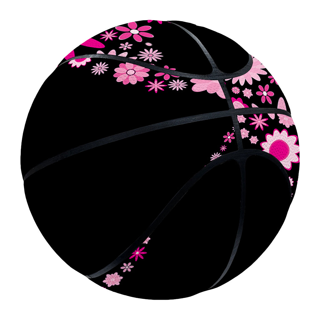 Pink Flowers Yin Yang Print Basketball