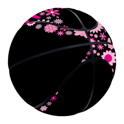 Pink Flowers Yin Yang Print Basketball