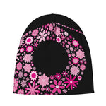 Pink Flowers Yin Yang Print Beanie