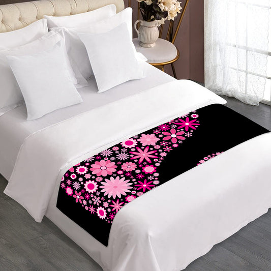 Pink Flowers Yin Yang Print Bed Runner