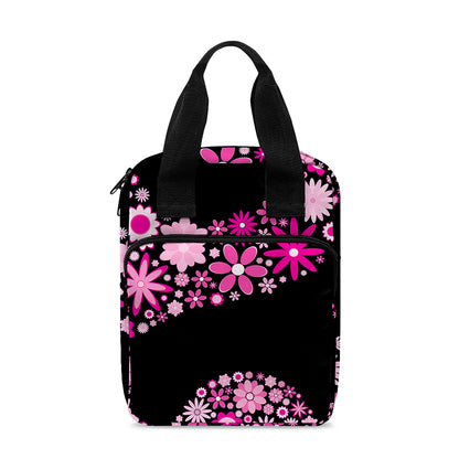 Pink Flowers Yin Yang Print Bible Tote Bag
