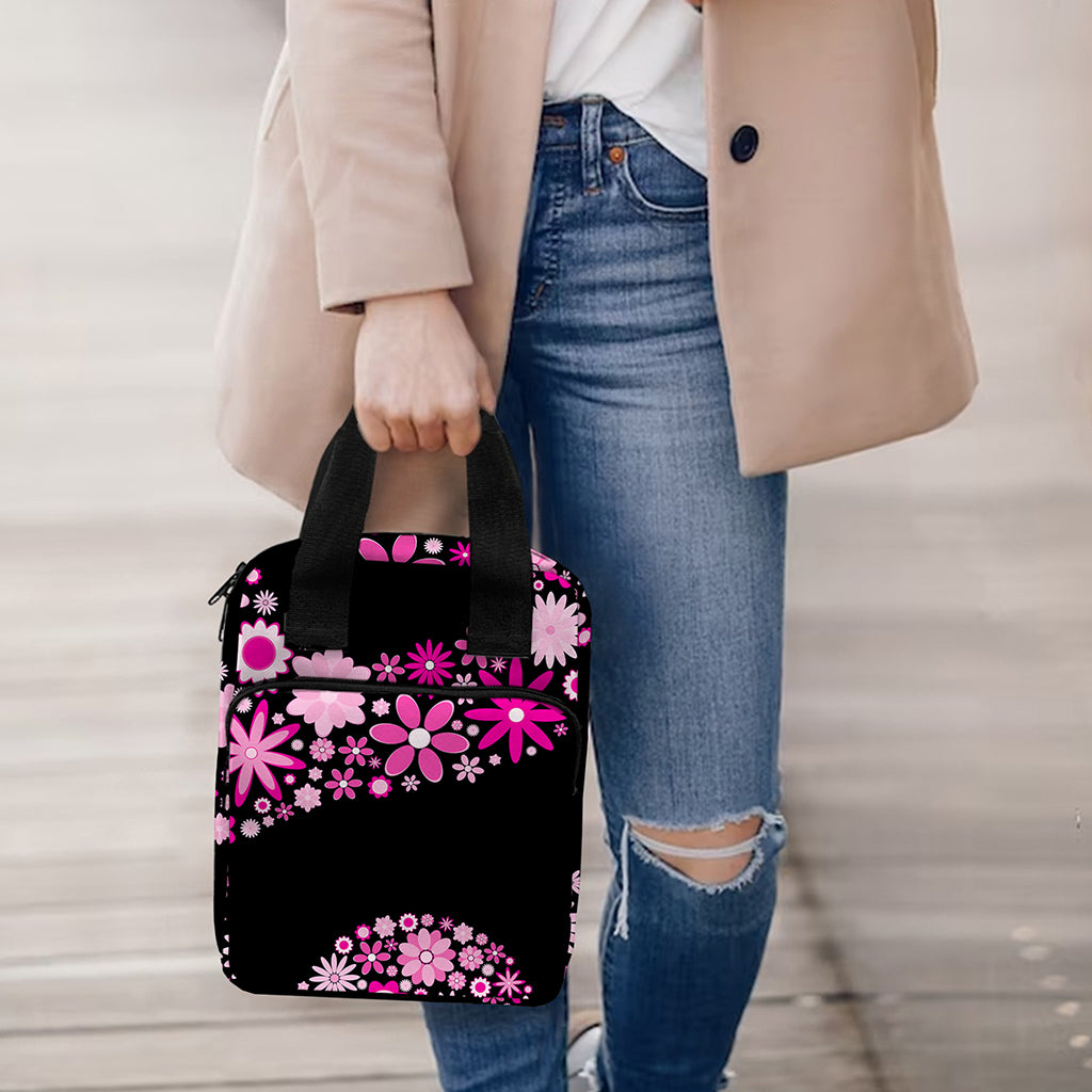 Pink Flowers Yin Yang Print Bible Tote Bag