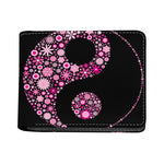 Pink Flowers Yin Yang Print Bifold Wallet