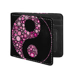 Pink Flowers Yin Yang Print Bifold Wallet