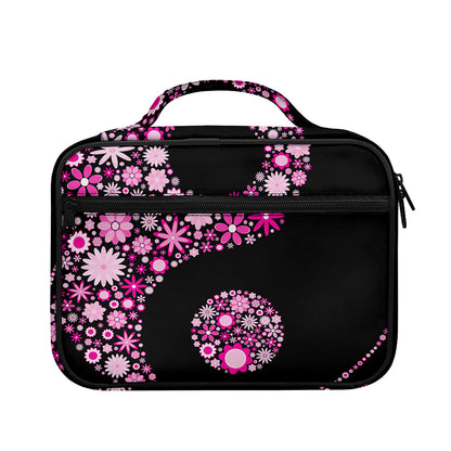Pink Flowers Yin Yang Print Briefcase Bible Bag