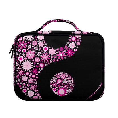 Pink Flowers Yin Yang Print Briefcase Bible Bag