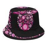 Pink Flowers Yin Yang Print Bucket Hat