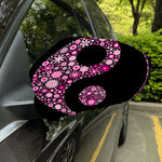 Pink Flowers Yin Yang Print Car Side Mirror Covers