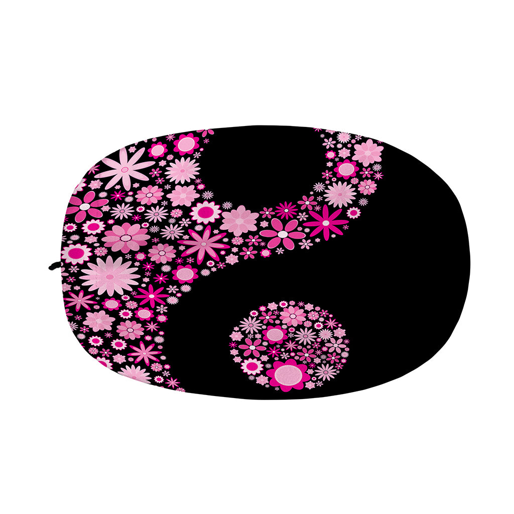Pink Flowers Yin Yang Print Car Side Mirror Covers