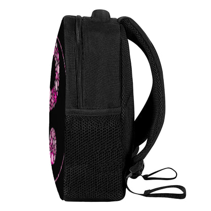 Pink Flowers Yin Yang Print Casual Backpack