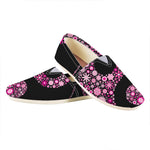 Pink Flowers Yin Yang Print Casual Shoes